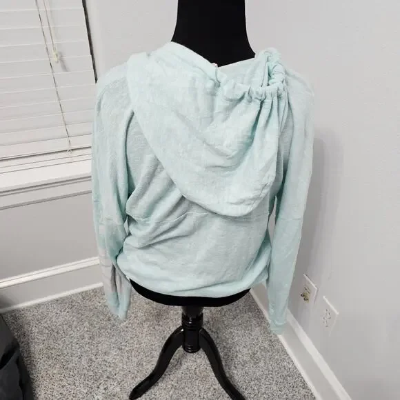 PINK Victoria's Secret Blue Lightweight Hooded Sweater Size Large - Picture 2 of 7